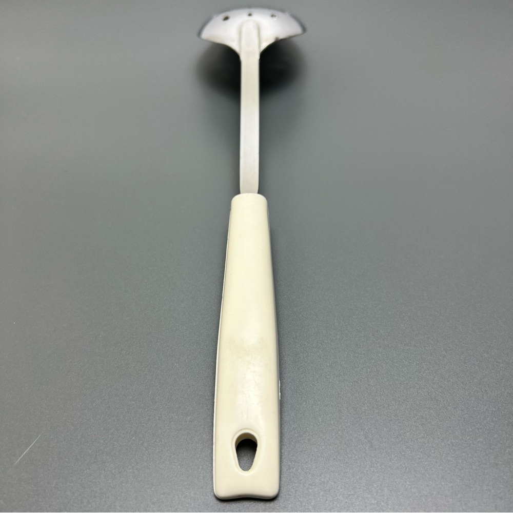 VTG EKCO Chromium Plated Stainless Spotted Spoon With White Handle MCM - Picture 4 of 13